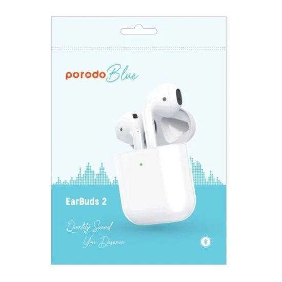 Porodo Blue Deep Bass Wireless Earbuds Pro 2 with Swipe Volume - White
